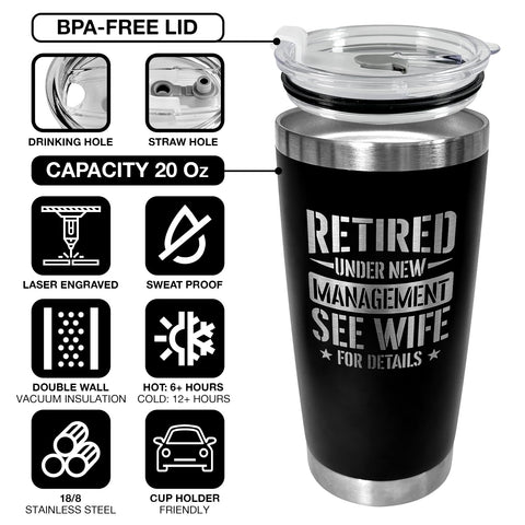 Taza 94Bright con aislamiento de doble pared para bebidas calientes o frías.