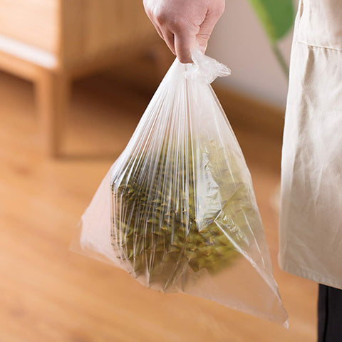 9527 Product bolsas claras para frutas y verduras, ideales para organización en la cocina.
