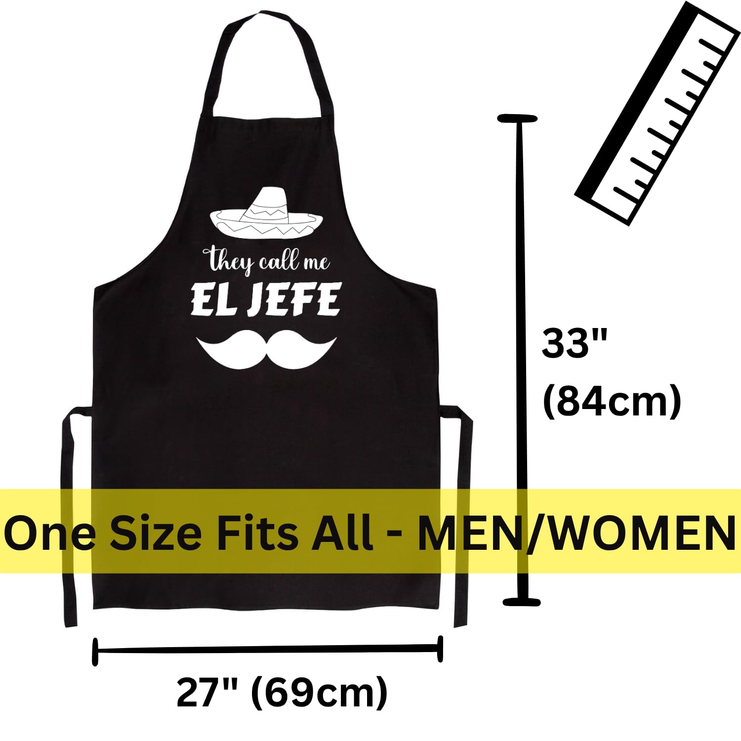 Delantal 99WakeUp El Jefe, cuello ajustable para un ajuste cómodo.