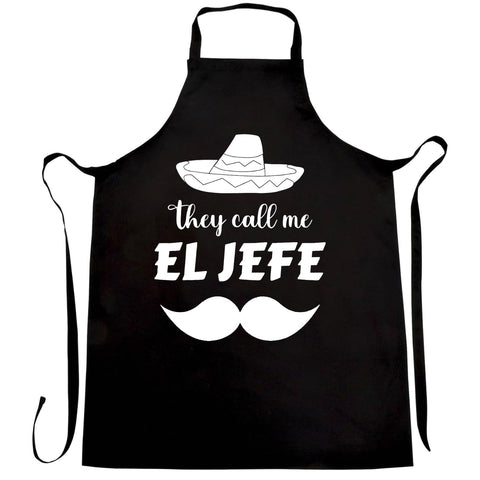 Delantal 99WakeUp El Jefe, frente, con diseño icónico para cocinar con personalidad.