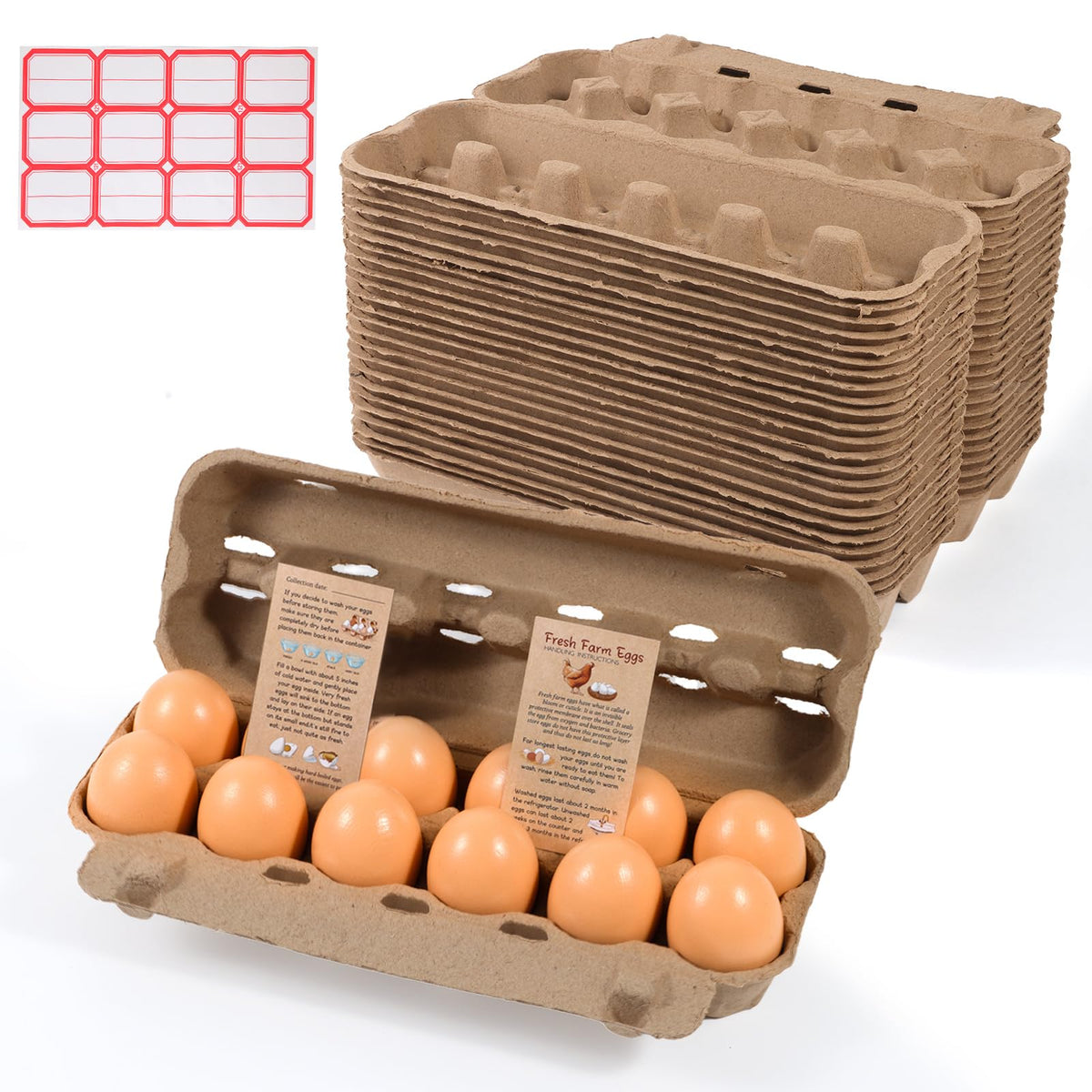 DecarDamai cartones de huevos vacíos, 24 paquetes, para almacenamiento seguro.