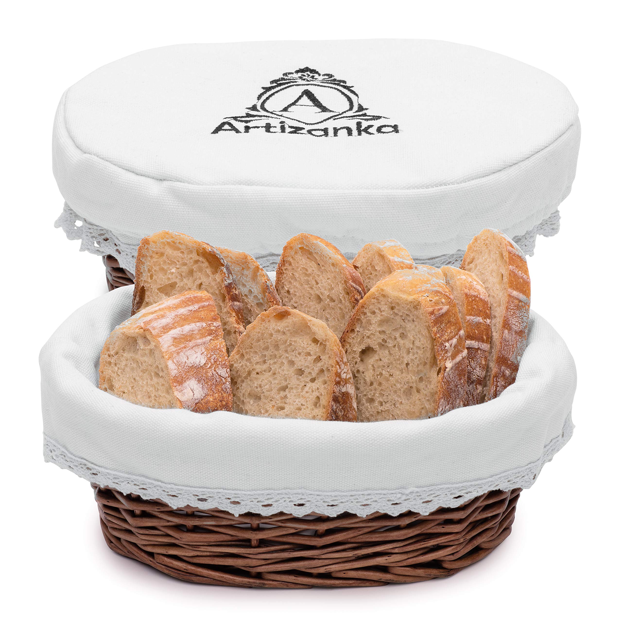 Canasta ARTIZANKA de mimbre natural para pan, diseño artesanal