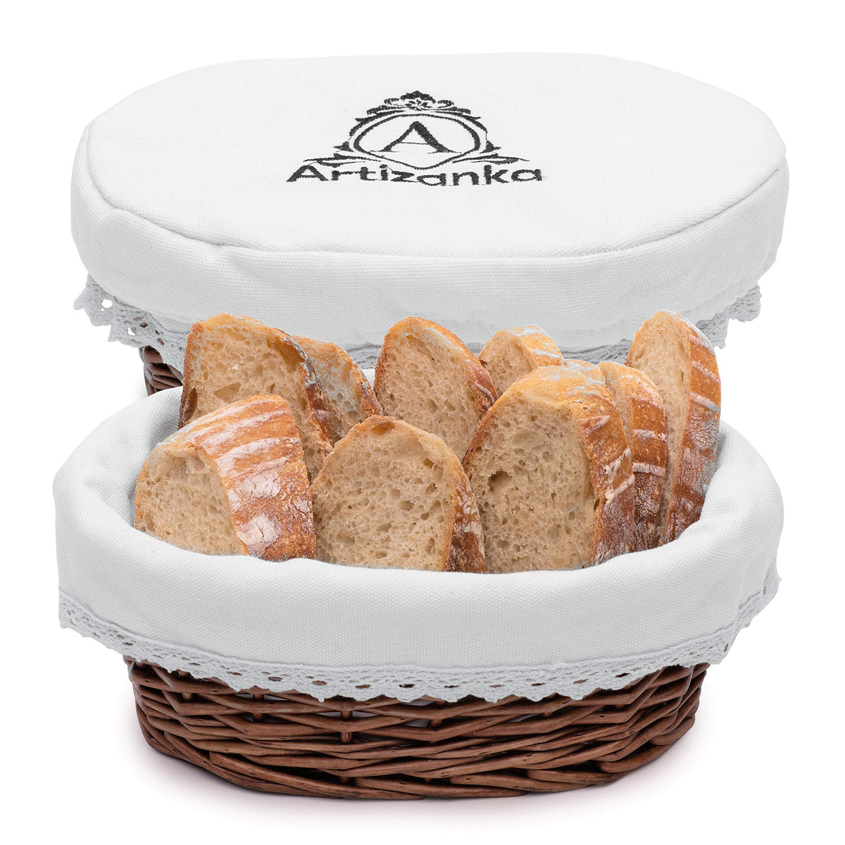 Canasta ARTIZANKA de mimbre natural para pan, diseño artesanal