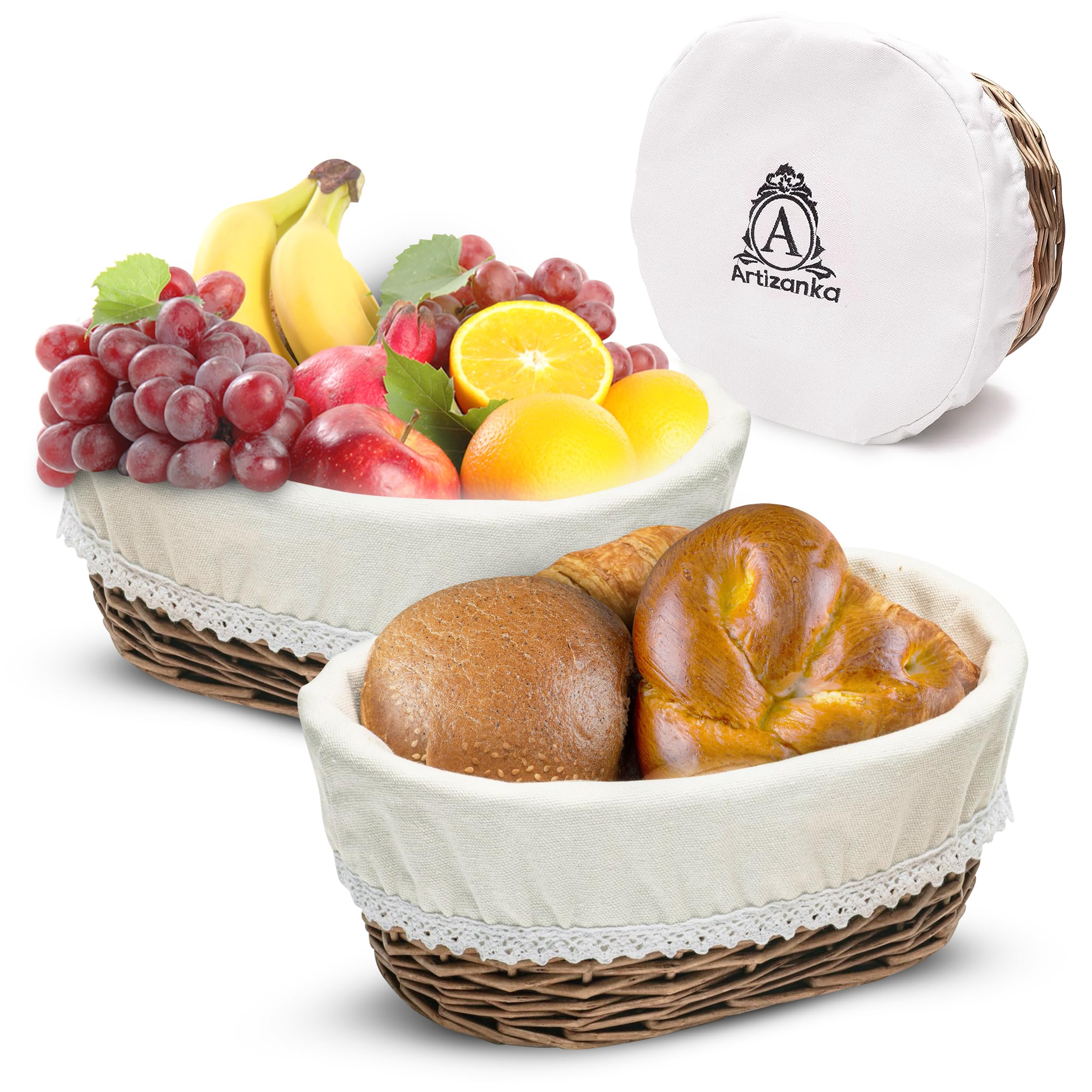 Canasta ARTIZANKA para pan y frutas, organización sencilla