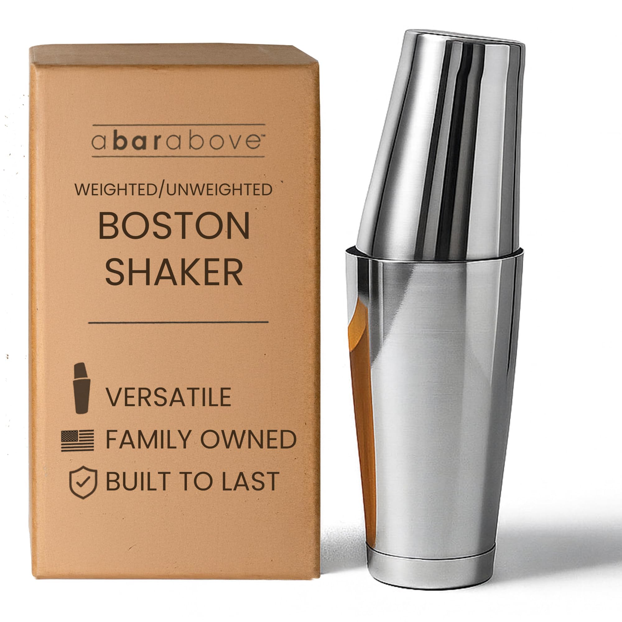 A Bar Above batidor estilo Boston 18oz con dos tinas para equilibrio seguro