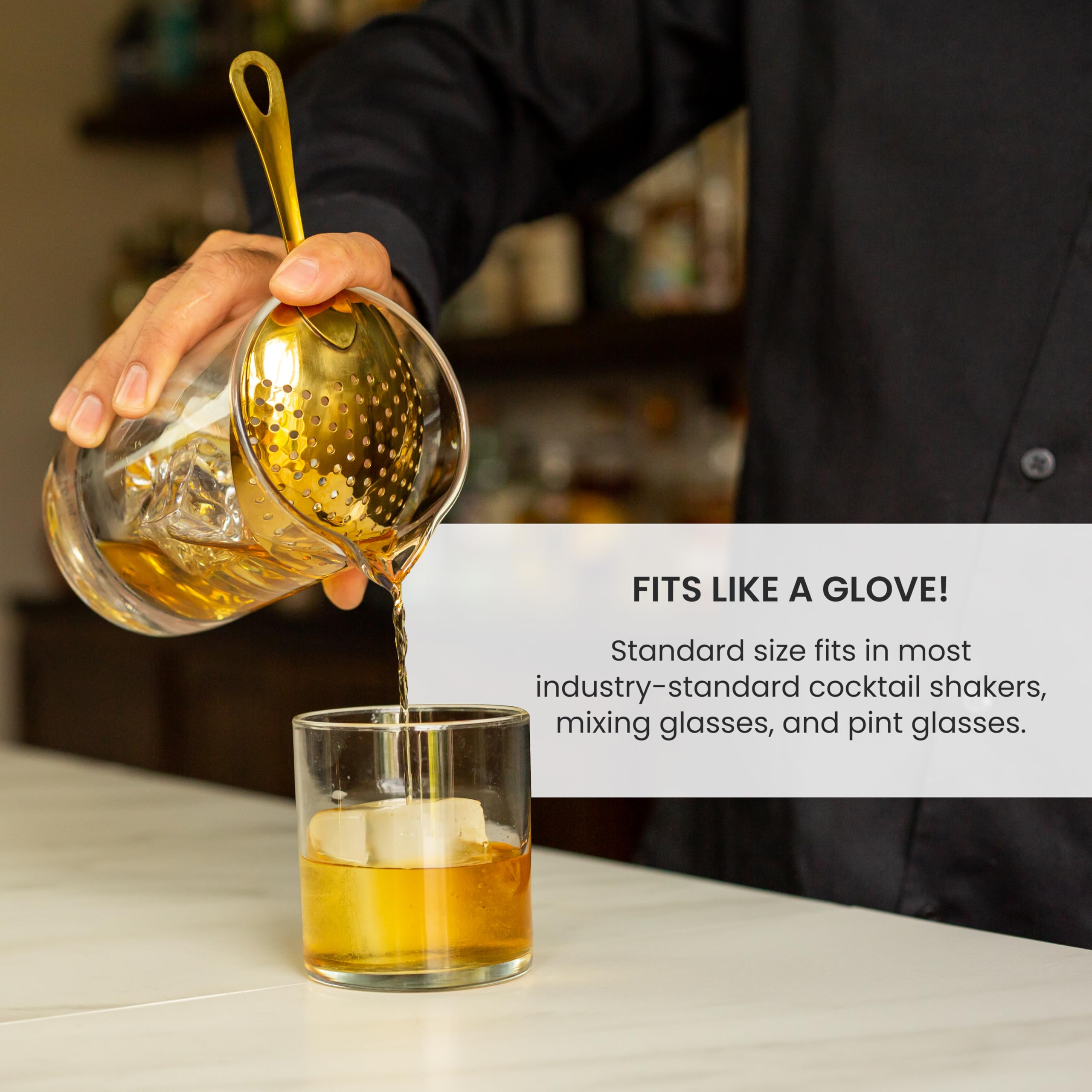 Colador julep de A Bar Above con cuenco ancho para capturar hielo y sedimentos.