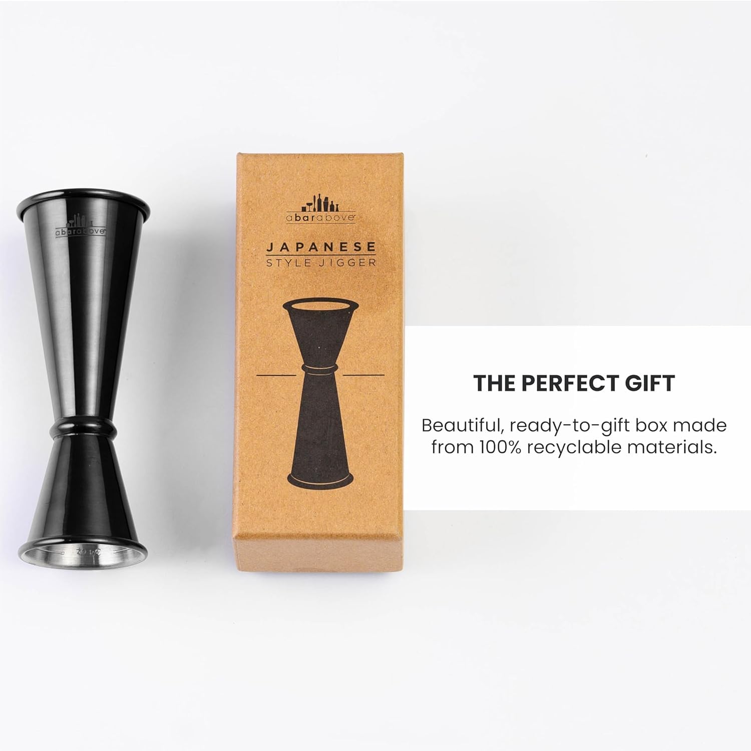 A Bar Above jigger acero inoxidable 304 para durabilidad.