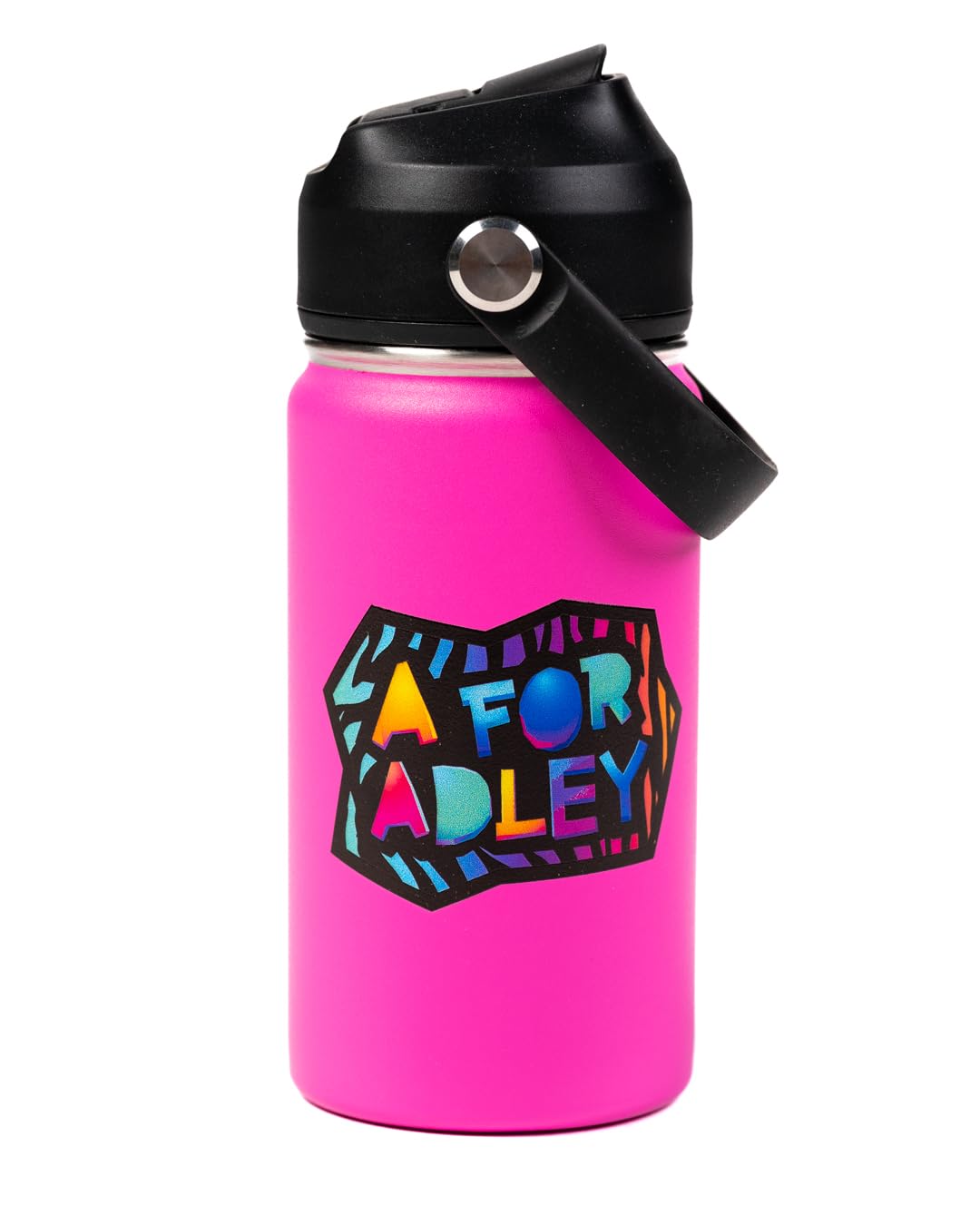 Botella con diseño arcoíris neón rosa de A FOR ADLEY