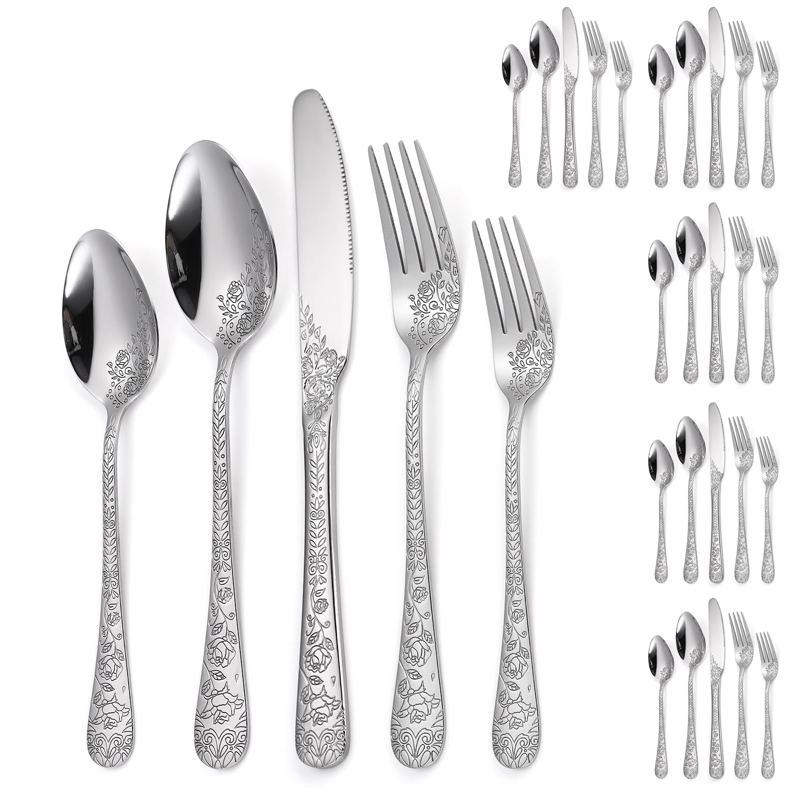 A · HOUSEWARE juego de cubiertos con brillo duradero para cenas formales.