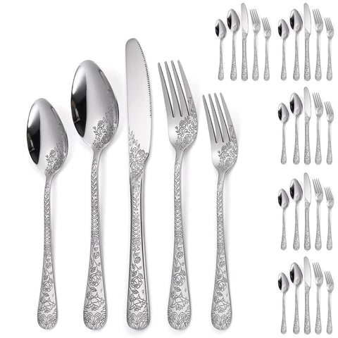 A · HOUSEWARE juego de cubiertos con brillo duradero para cenas formales.