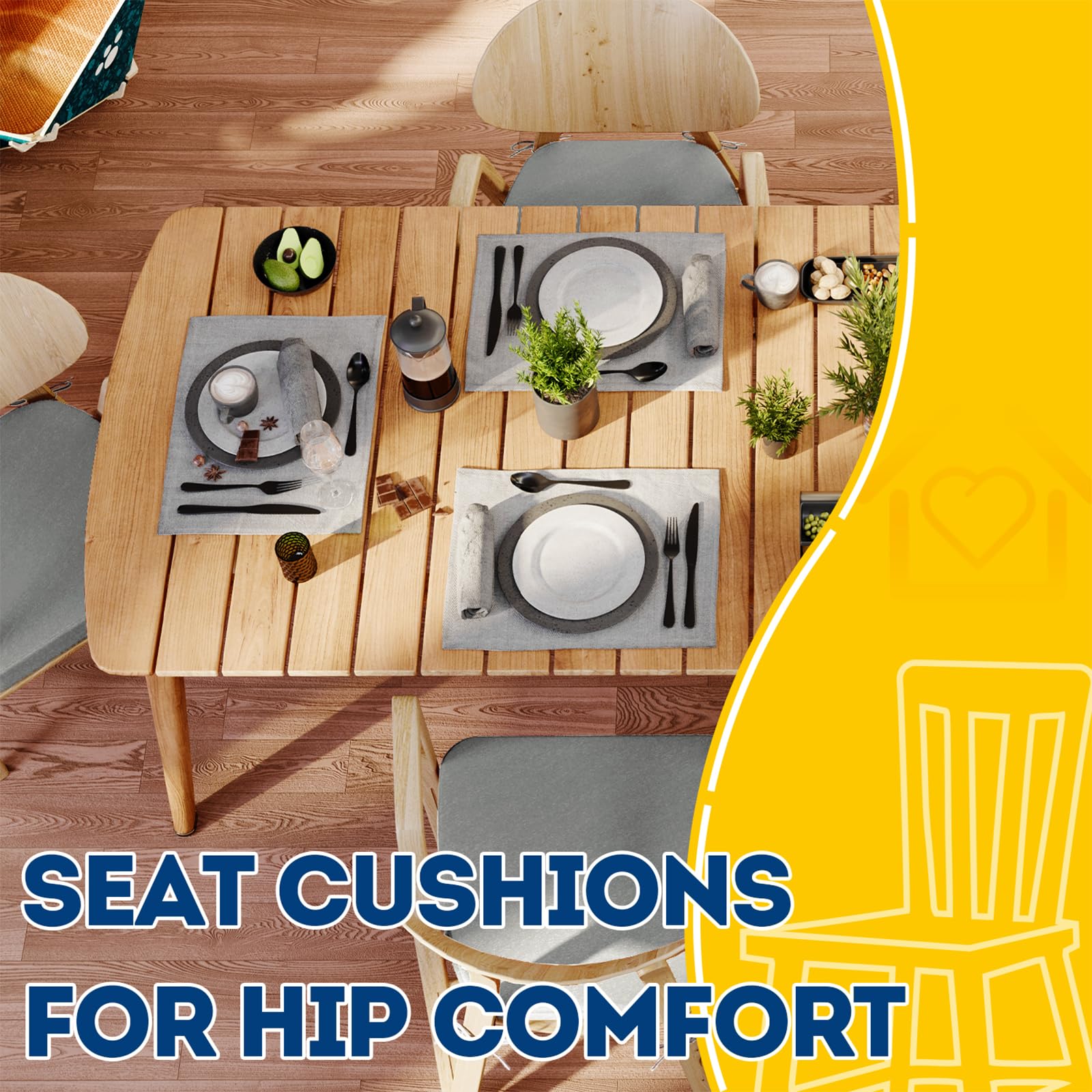 Set de 6 cojines para sillas de cocina y comedor.
