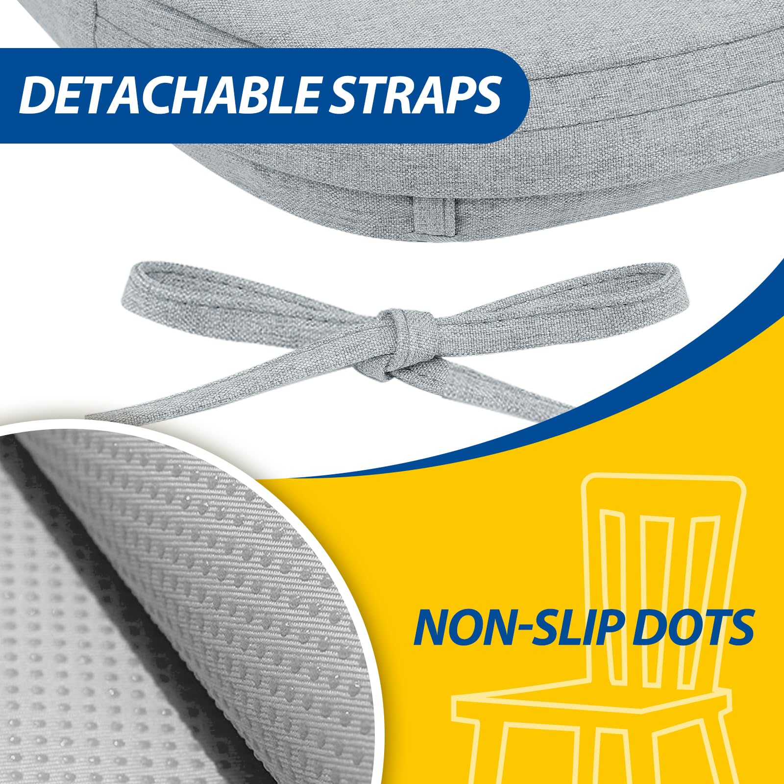 Medidas 17x16 pulgadas, ideal para asientos de comedor.
