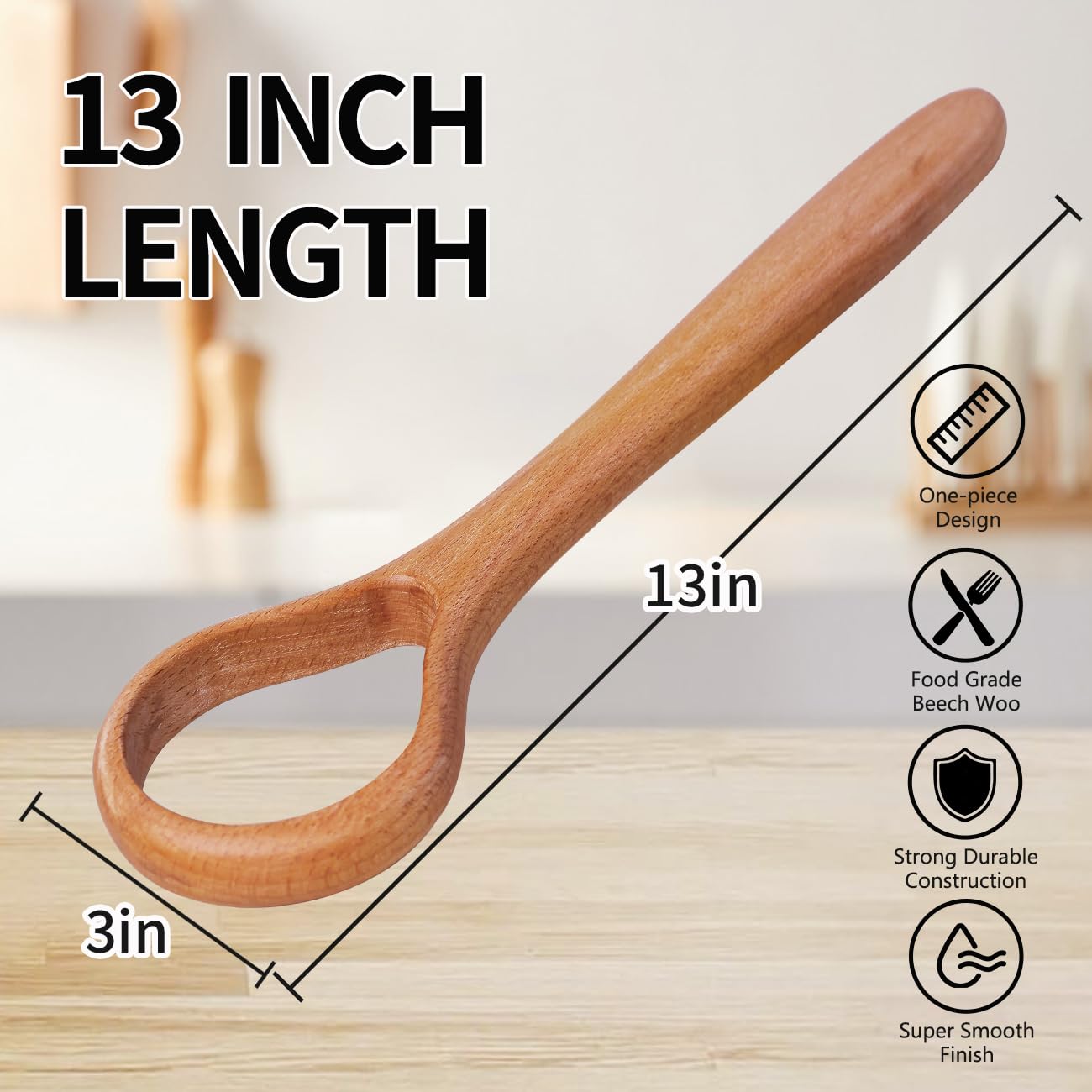 AAEJE batidor con mango de madera ergonómico, agarre cómodo para mezclar masas.