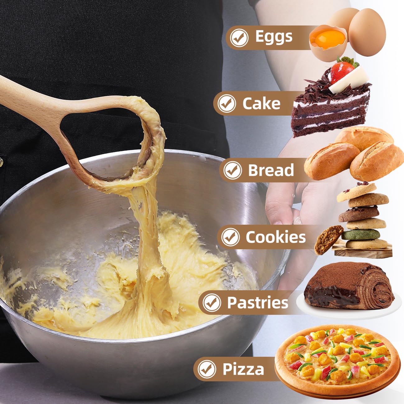 AAEJE batidores versátiles para pan, masa madre y pizza, ideal para hornear en casa.