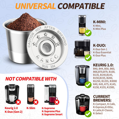 AanQQ pod reutilizable para Keurig 1.0 con tapa de cierre