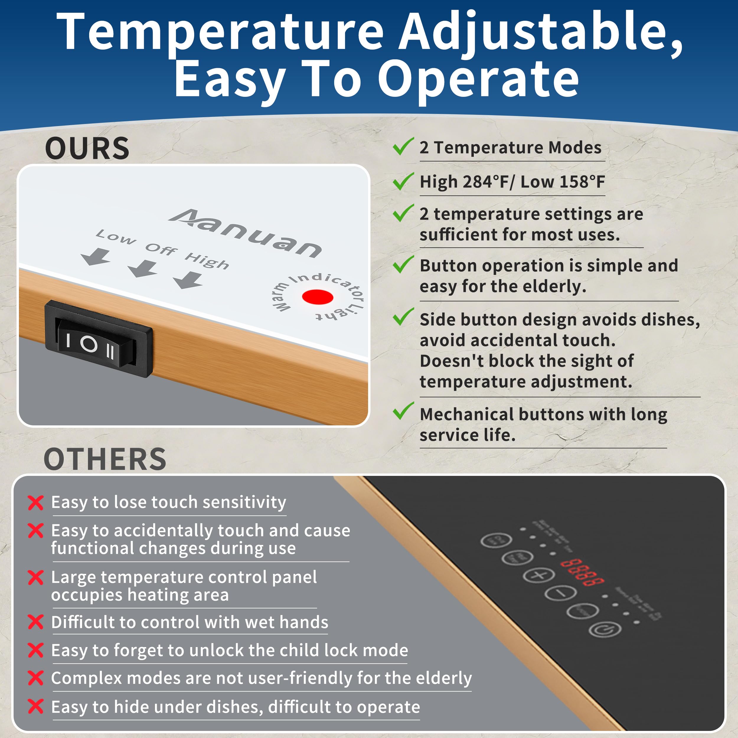 Control de temperatura continuo para mantener alimentos en su punto.
