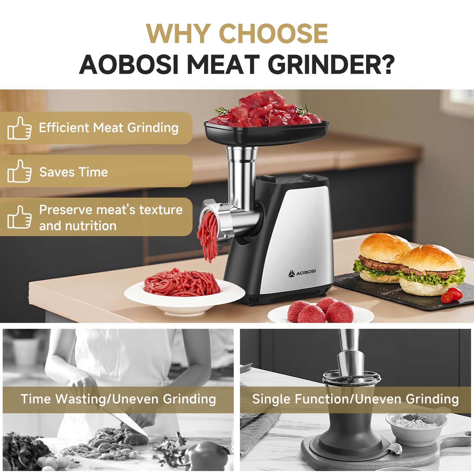 AAOBOSI placas acero inoxidable, 3 grosores ajustables