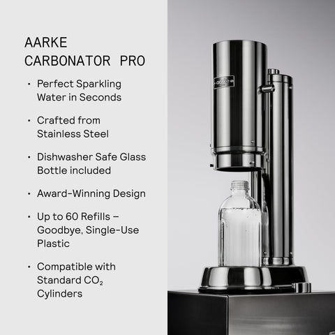 Aarke Carbonator Pro botella apta para lavavajillas, limpieza sin esfuerzo