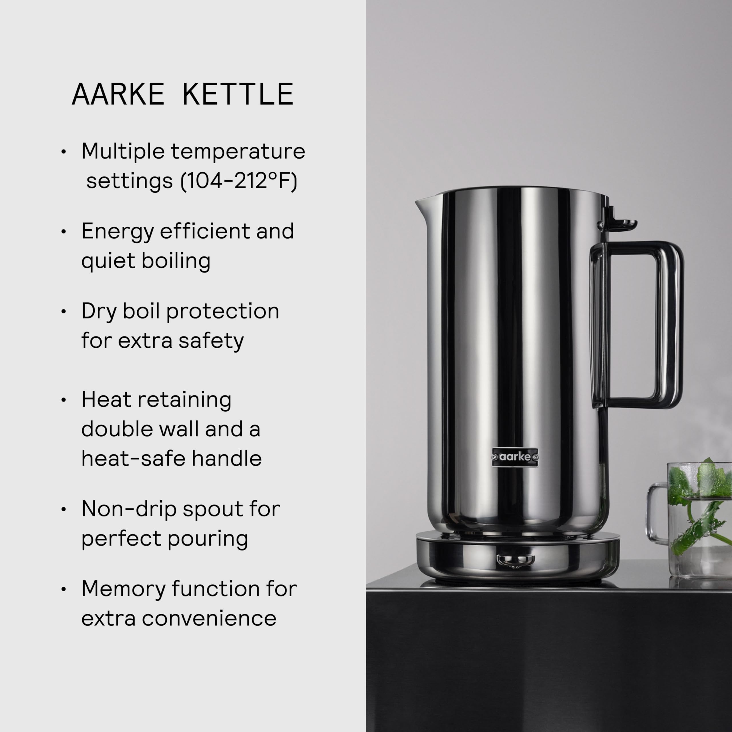 Hervidor Aarke 1,2 L protección contra ebullición seca