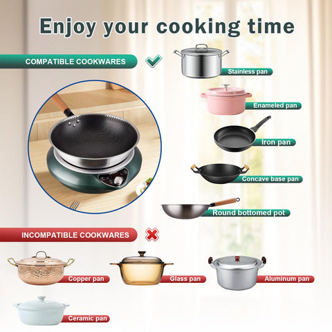 Abangdun induccion sarten-wok con doble control facilita ajustar temperatura.
