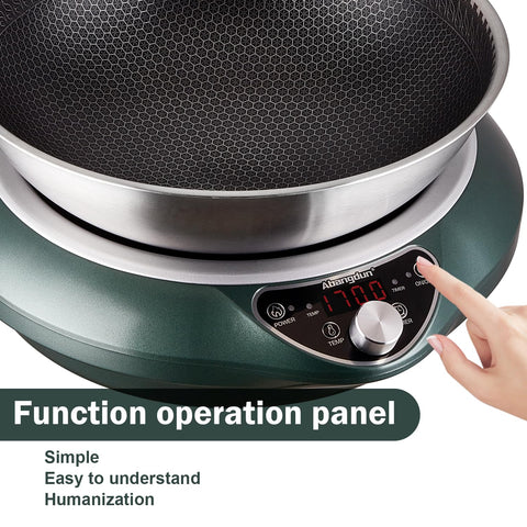 Abangdun induccion sarten-wok diseño compacto facilita almacenamiento.