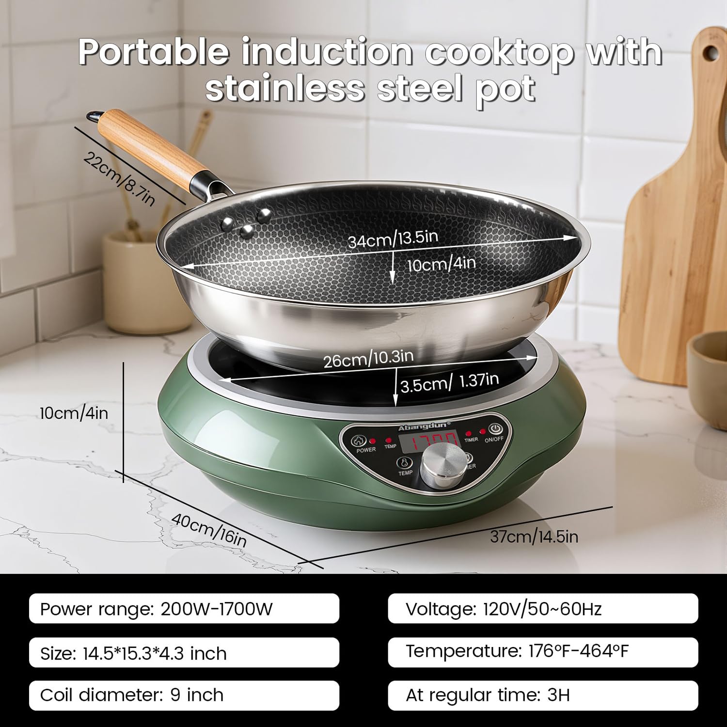 Abangdun Wok Inducción: placa caliente con calor estable para freír.