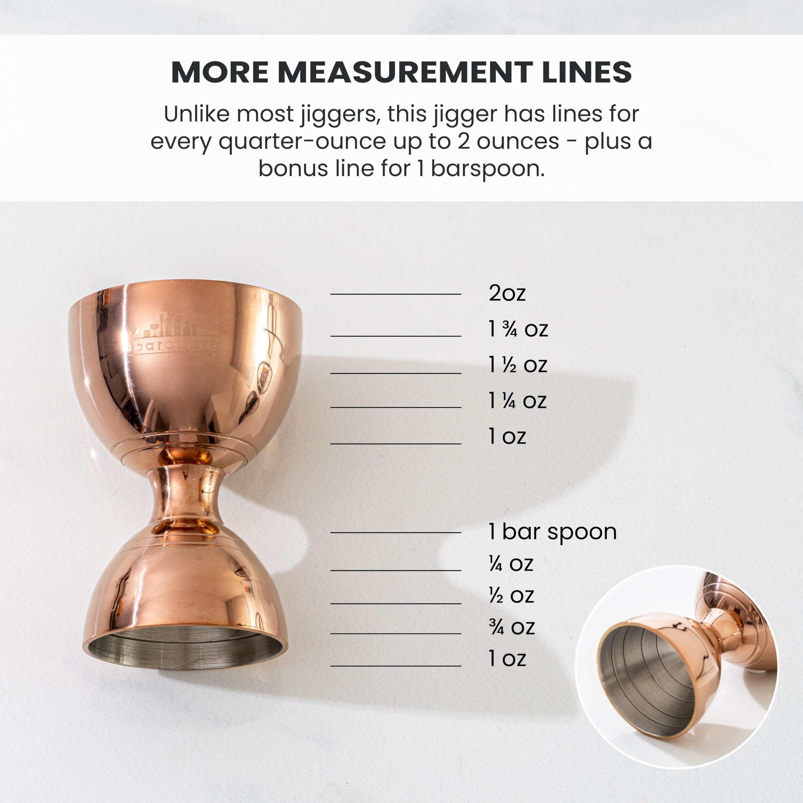 A Bar Above Jigger de campana base estable para servicio estable.