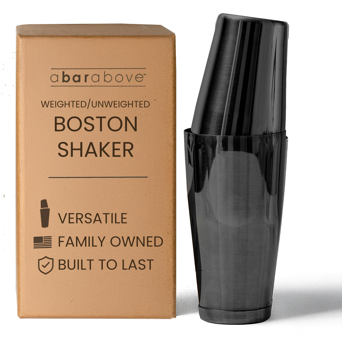 A Bar Above set profesional de Boston Shaker 18 oz, visión general sin fugas