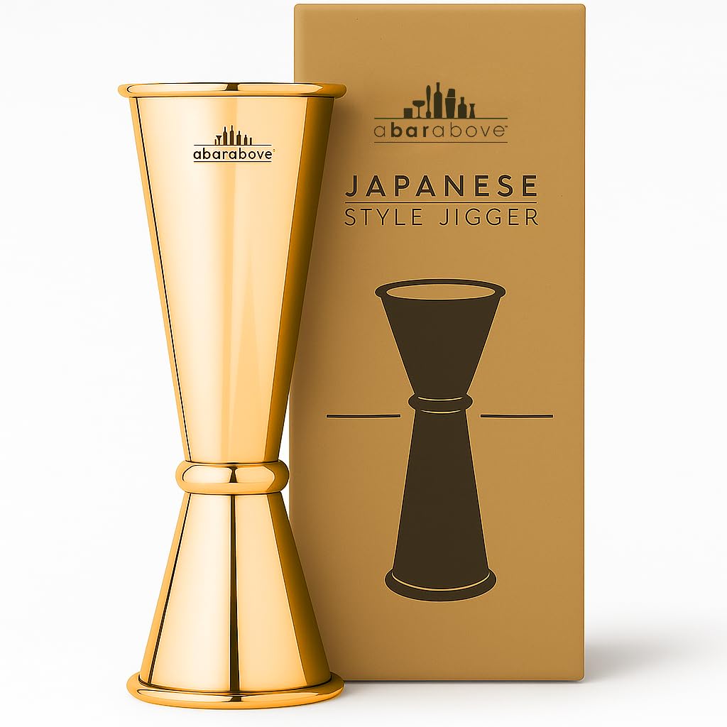 A Bar Above Jigger con precisión de medidas de 1/4 oz a 2 oz para cocteles consistentes.