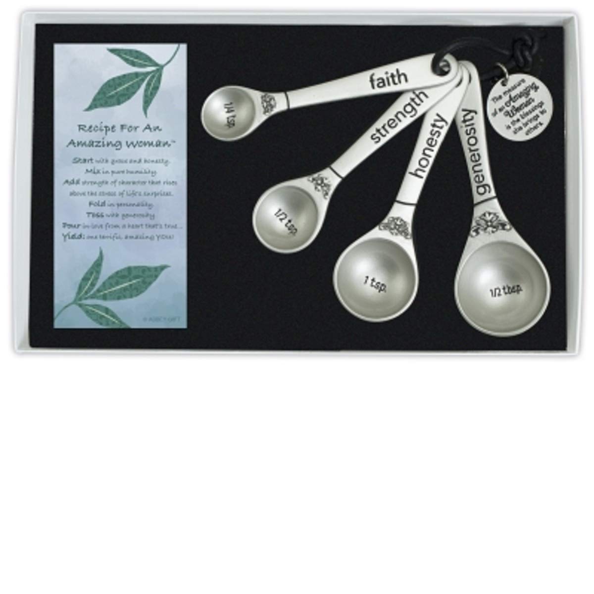 Abbey + CA Gift Mujer increíble: cucharas medidoras en empaque, regalo perfecto para amantes de la cocina.