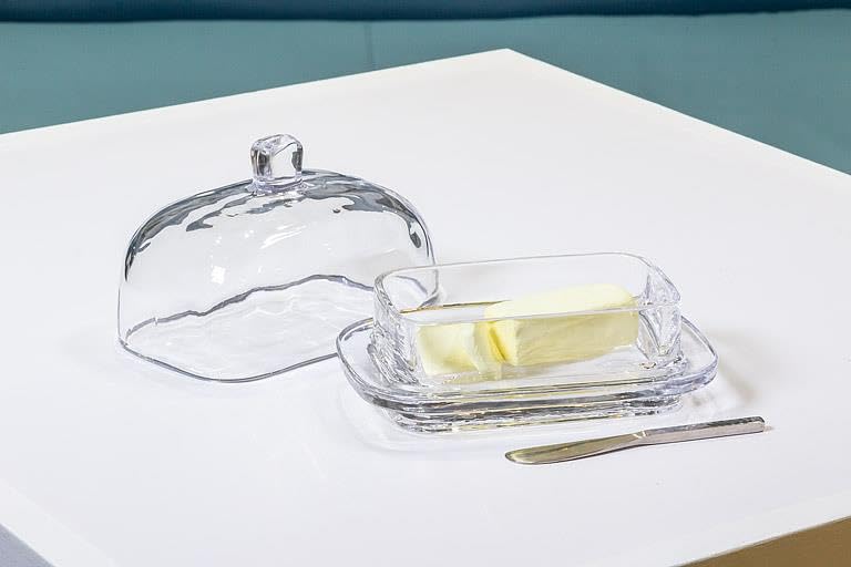 Abbott Collection bandeja para mantequilla con tapa es fácil de limpiar y apta para lavavajillas.