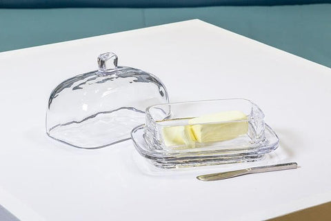 Abbott Collection bandeja para mantequilla con tapa es fácil de limpiar y apta para lavavajillas.