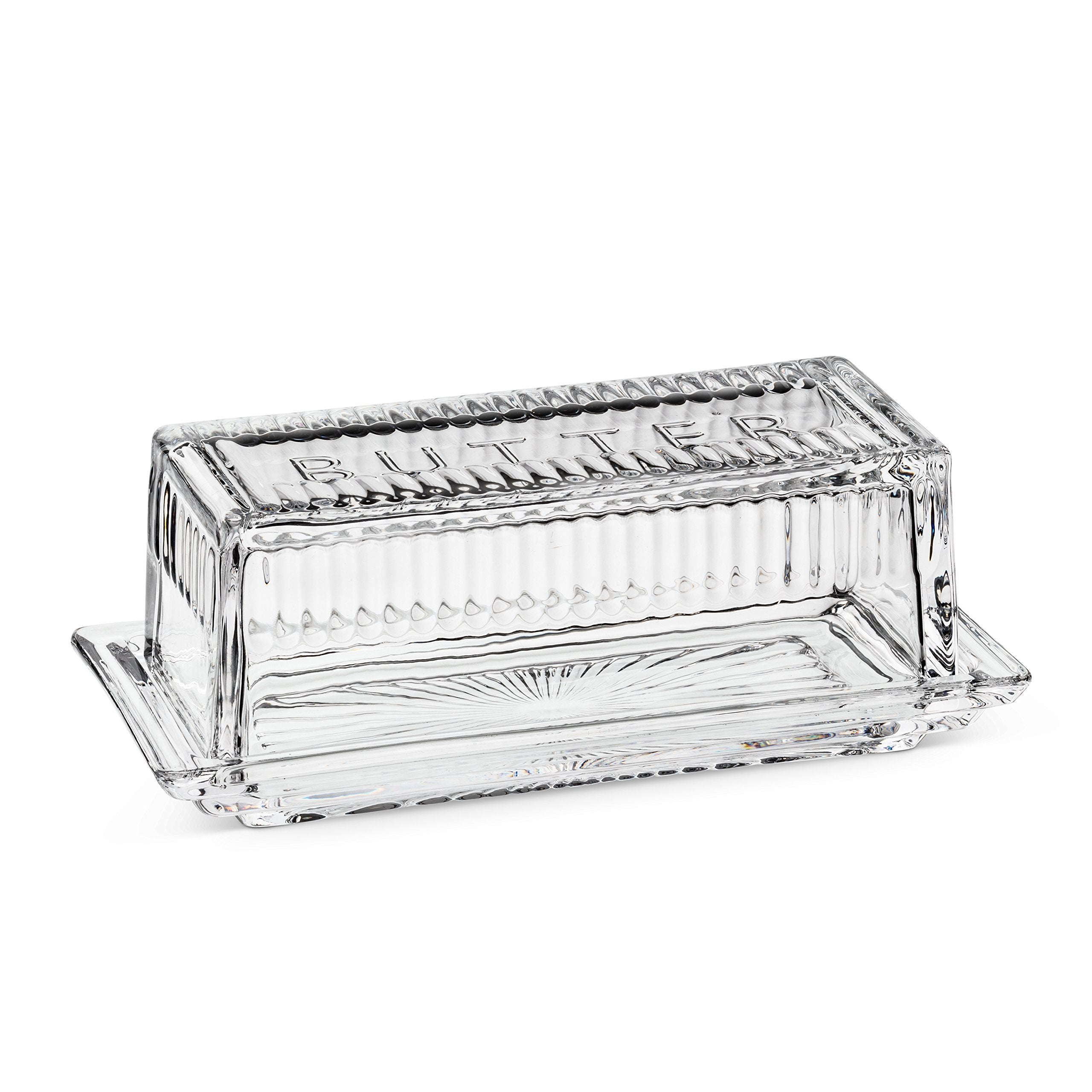 Abbott Collection mantequera cuarto de libra con tapa de cristal para servir mantequilla con estilo