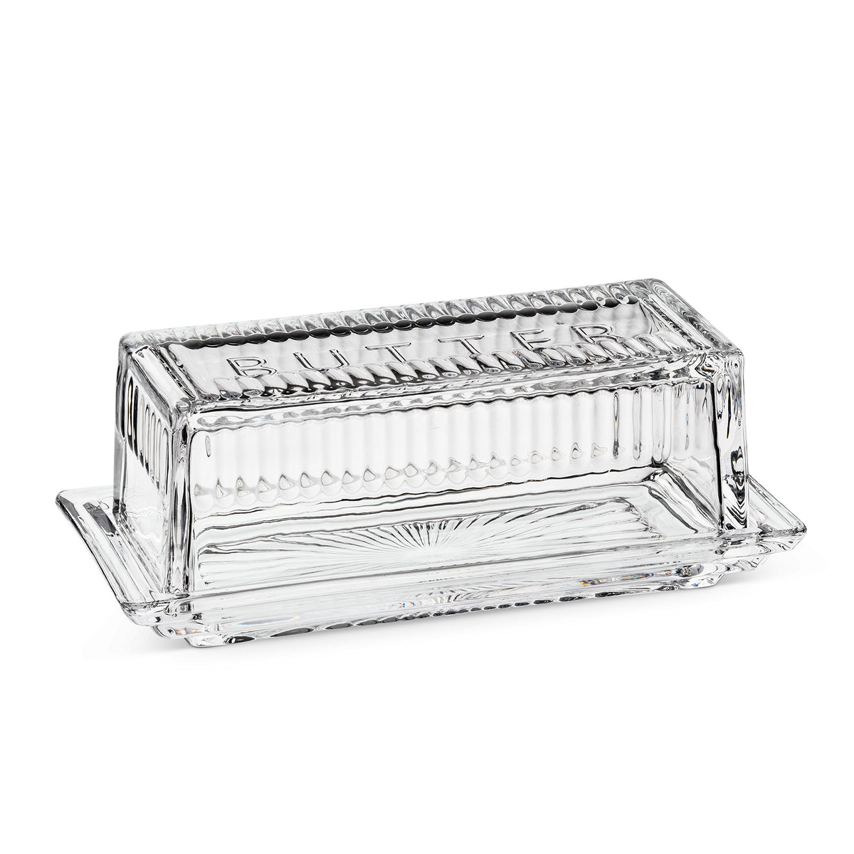 Abbott Collection mantequera cuarto de libra con tapa de cristal para servir mantequilla con estilo