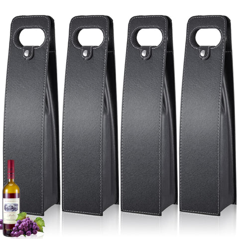 Bolsa Abbylike de cuero negro con asa para transportar vino con estilo