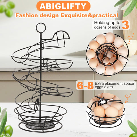 Abiglifty porta-huevos espiral con capacidad de 3 docenas, organización eficiente