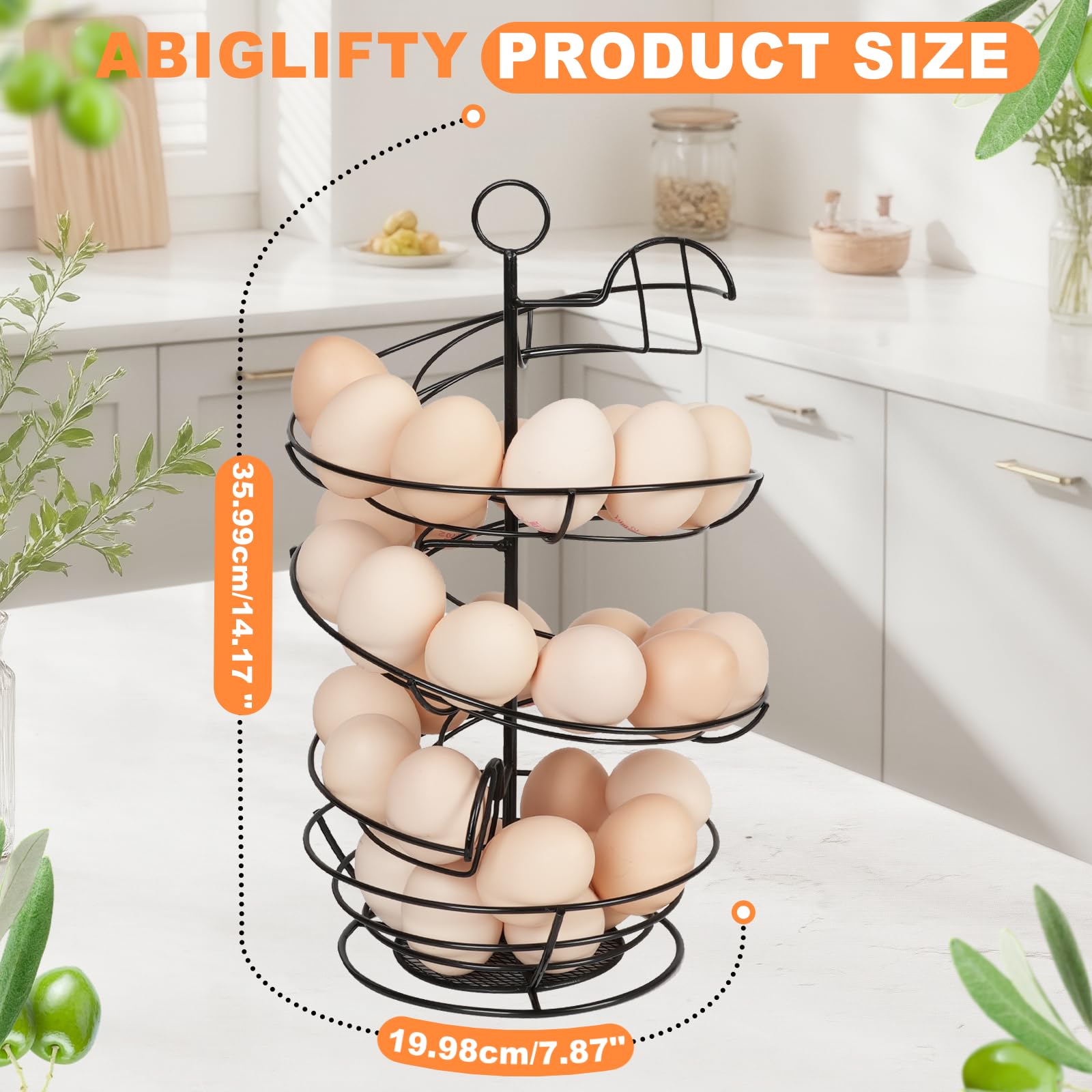 Abiglifty dispensador espiral de huevos, capacidad clara para almacenamiento diario