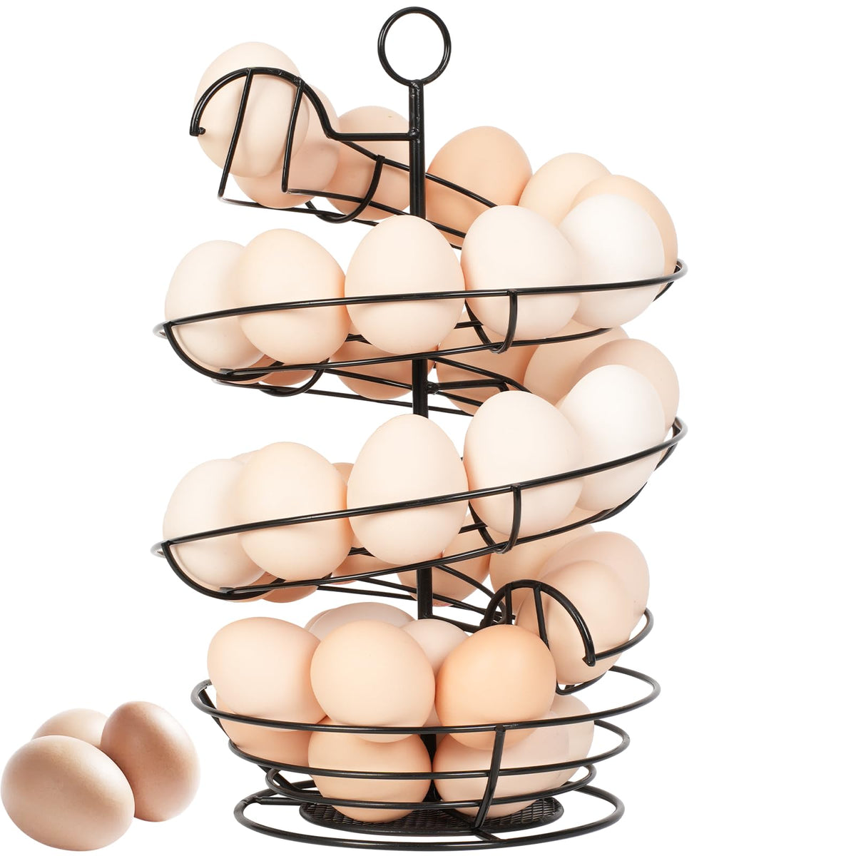 Abiglifty porta-huevos espiral de metal para mostrador, organización rápida de huevos