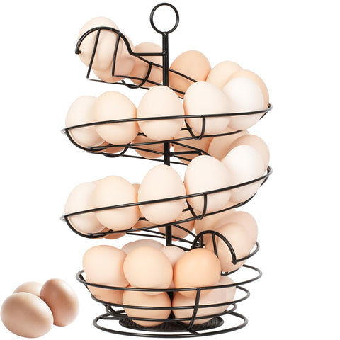 Abiglifty porta-huevos espiral de metal para mostrador, organización rápida de huevos