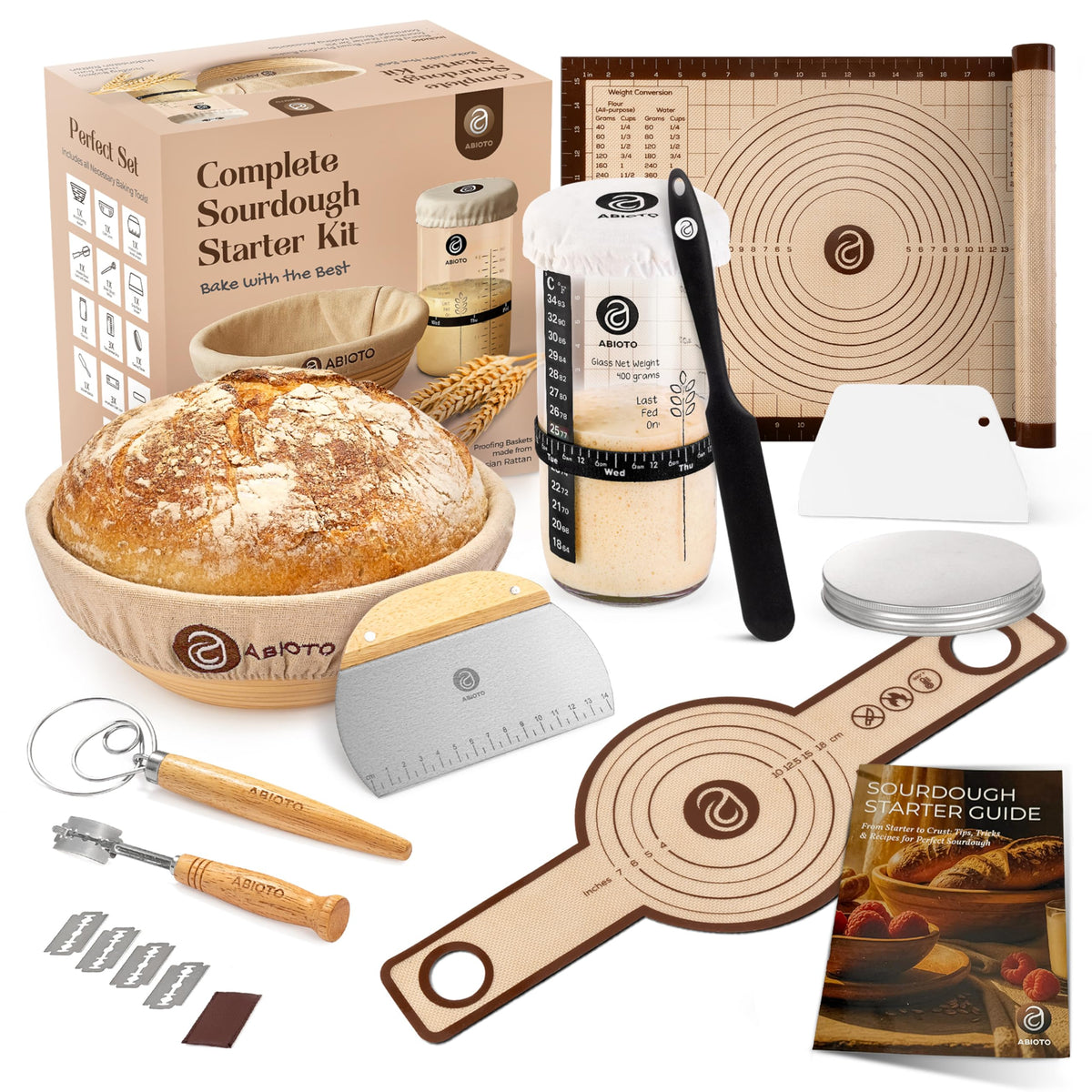 ABIOTO kit inicio pan fermentacion: todo lo necesario para hornear pan artesanal.