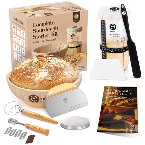 ABIOTO kit masa madre canasta fermentación 9 pulgadas para elevación uniforme de la masa