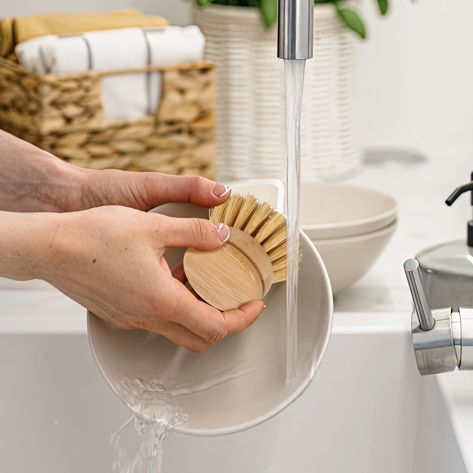 Abizarch cepillo de madera para platos, rendimiento suave y efectivo