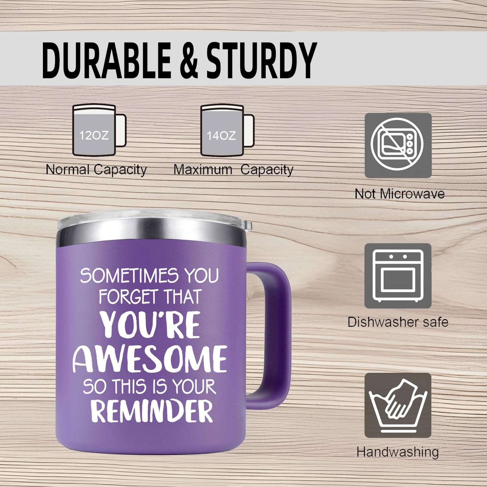 Taza Abledn de acero inoxidable 18/8, duradera para uso diario