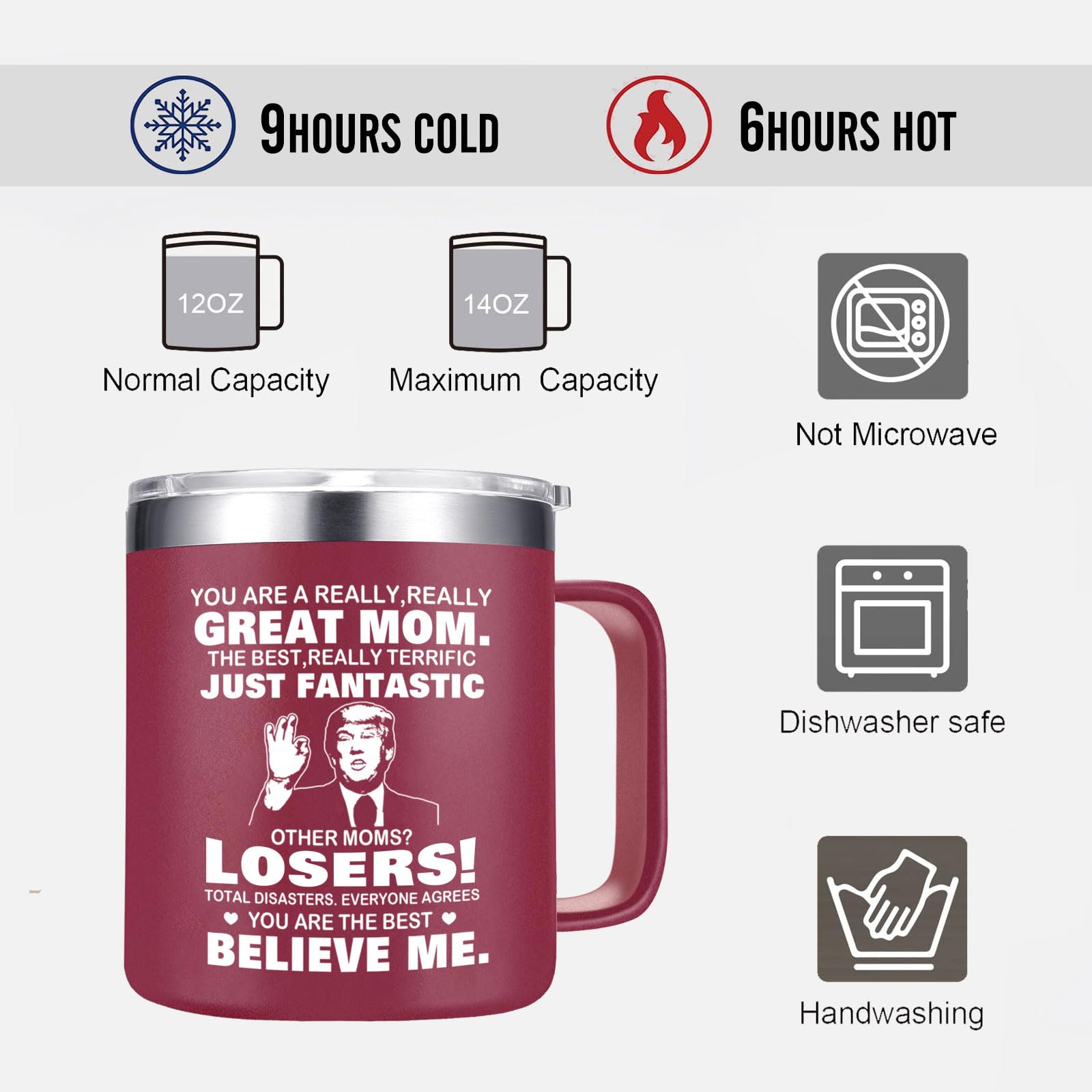 Abledn Taza Regalo Mamá Crimson uso múltiple para casa y oficina