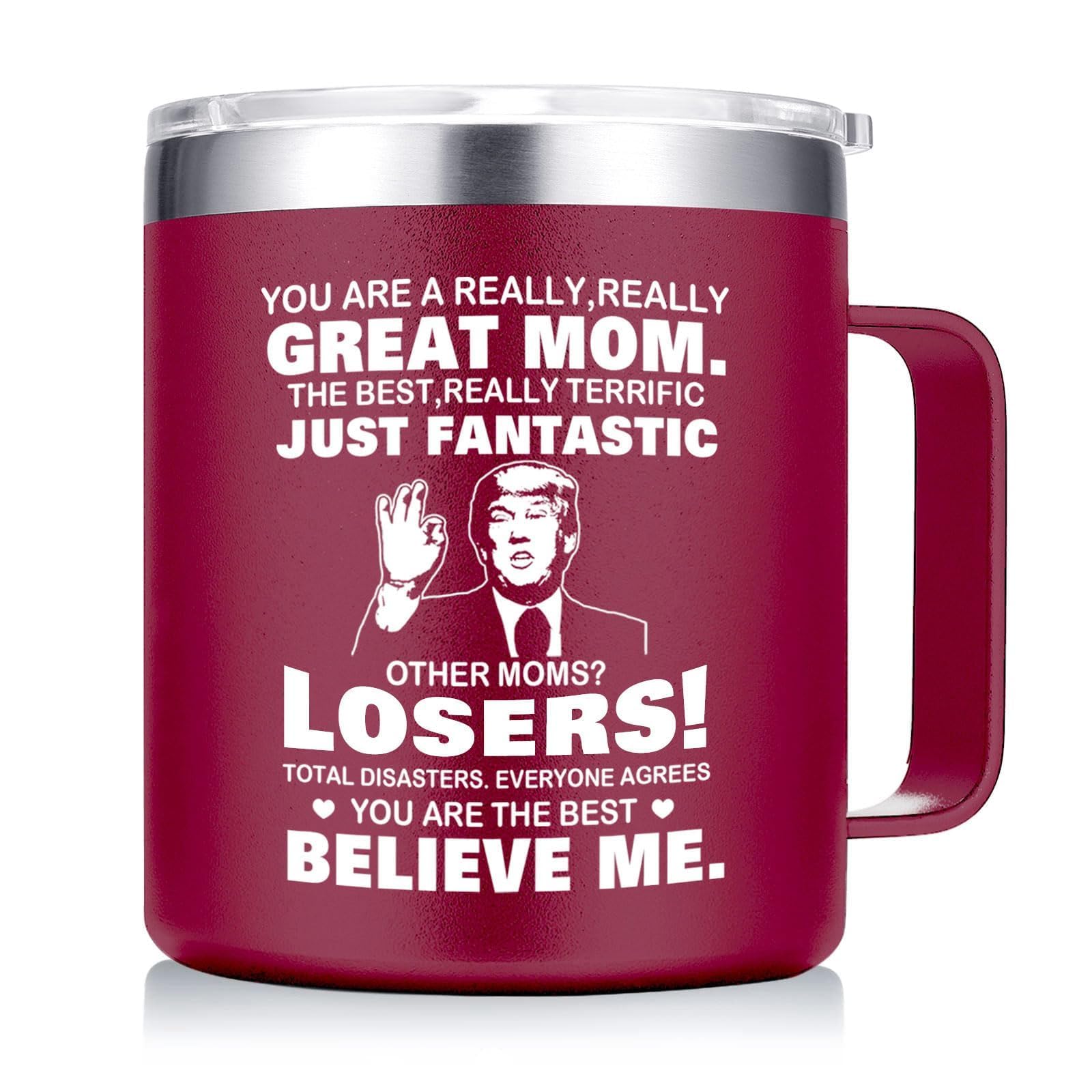 Abledn Taza Regalo Mamá Crimson con tapa clara para café caliente
