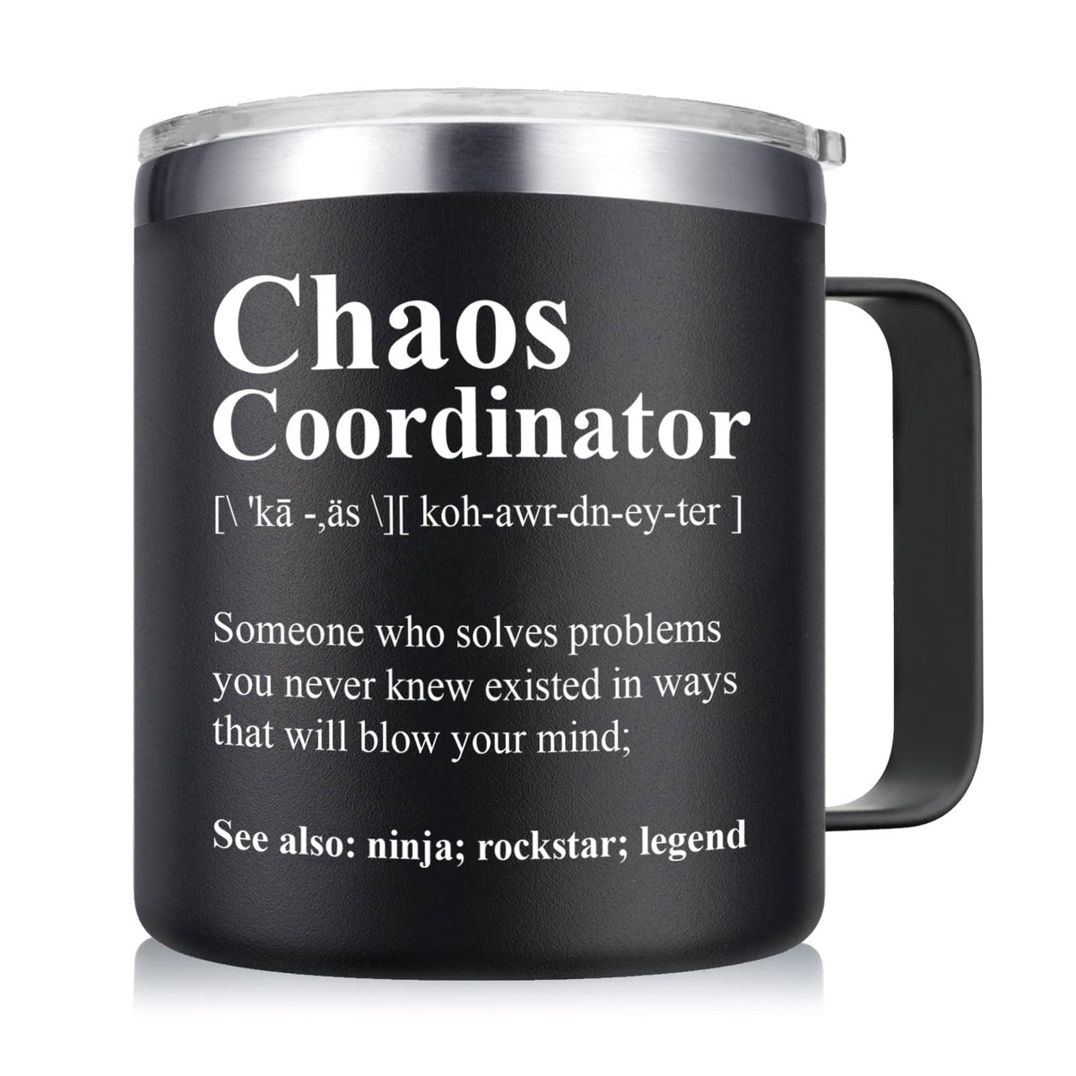 Abledn taza termica coordinadora del caos 14oz lista para café diario.