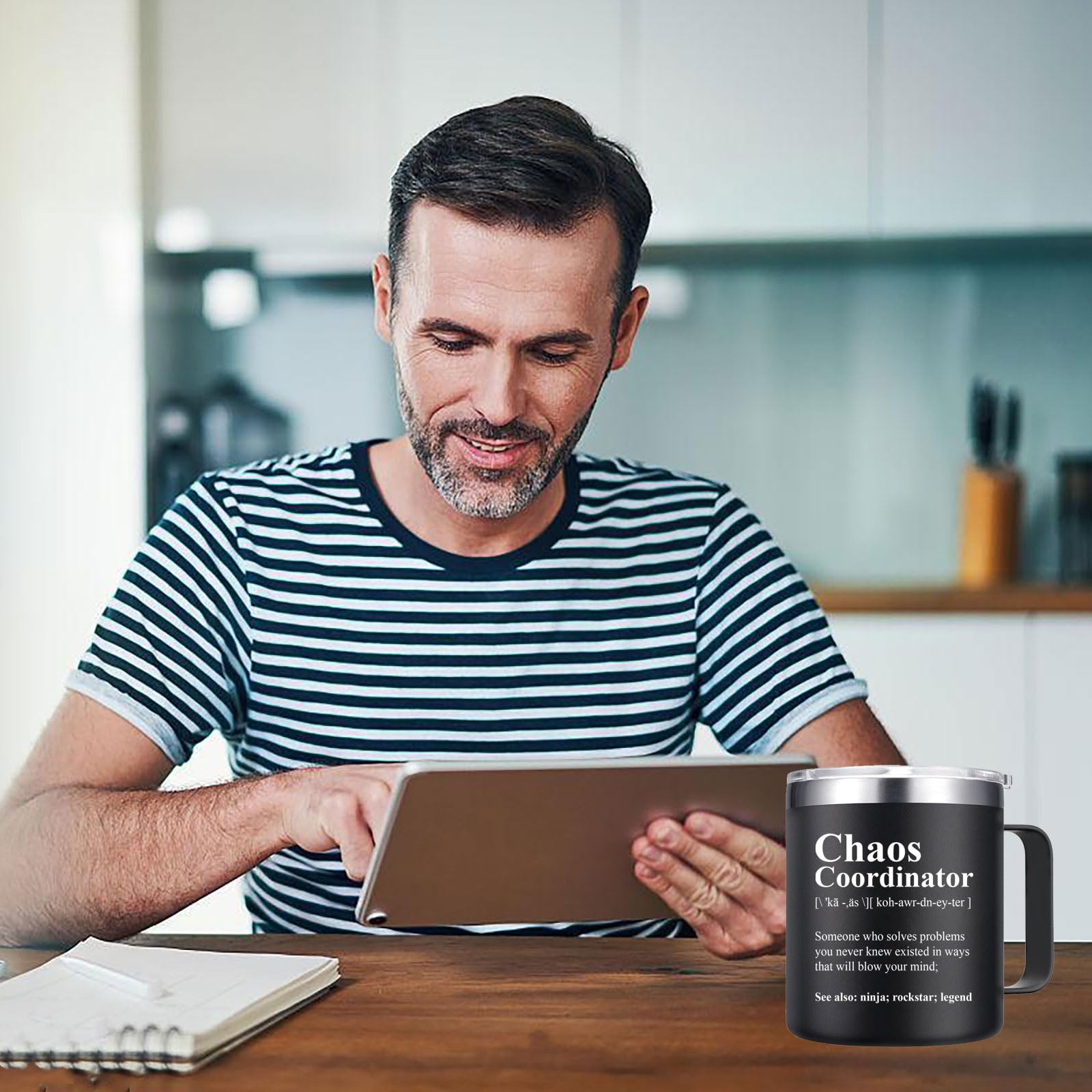 Abledn taza termica coordinadora del caos, duradera y apta para lavavajillas.