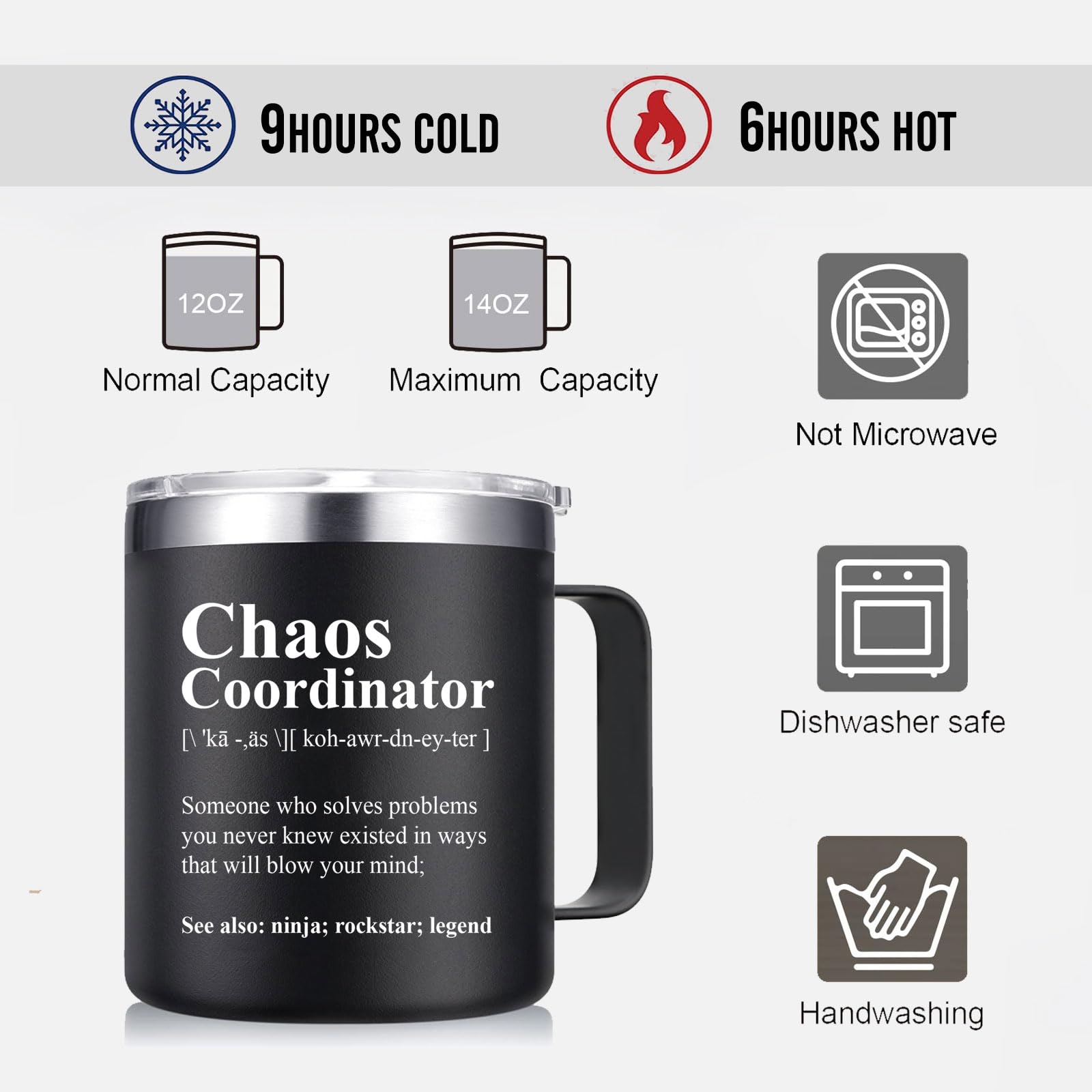 Abledn taza termica coordinadora del caos, tapa deslizante que evita derrames.