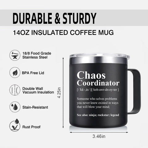 Abledn taza termica coordinadora del caos, ideal para coche y viajes.