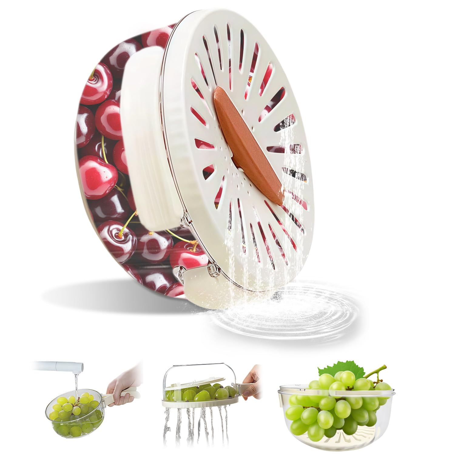 Abnaok cuenco escurridor-frutas dos-en-1 para lavar y almacenar